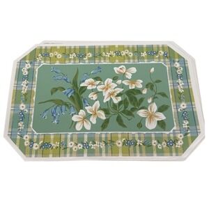 Essential Home Vinyl Placemat Shenandoah Floral Plaid Blue Green Set of 3***‎